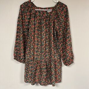 Girl’s gray with tiny  Flowers Long Sleeve Dress Cat & Jack Size L(10-12) pocket